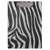 Zebra Black and Light Gray Monogram Klemmbrett (Vorderseite)