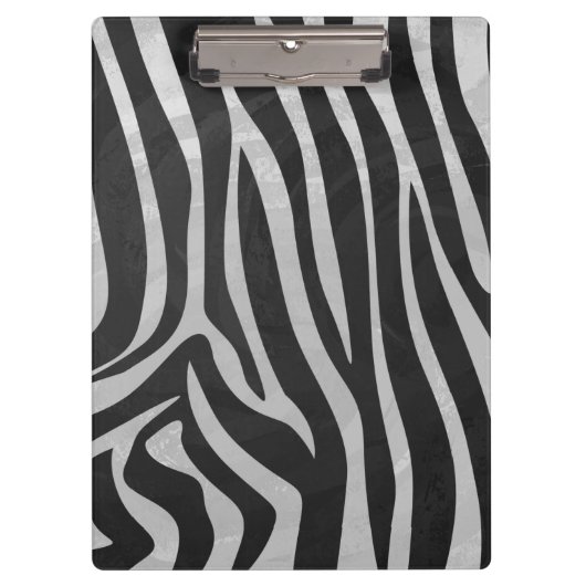 Zebra Black and Light Gray Monogram Klemmbrett (Vorderseite)