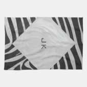 Zebra Black and Light Gray Monogram Küchentuch (Horizontal)
