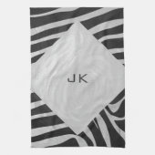 Zebra Black and Light Gray Monogram Küchentuch (Vertikal)