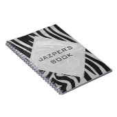 Zebra Black and Light Gray Monogram Notizblock (Rechte Seite)