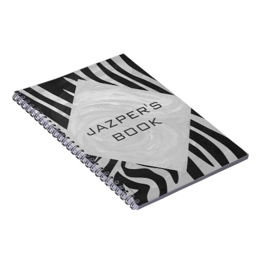 Zebra Black and Light Gray Monogram Notizblock (Rechte Seite)