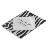 Zebra Black and Light Gray Monogram Notizblock (Linke Seite)