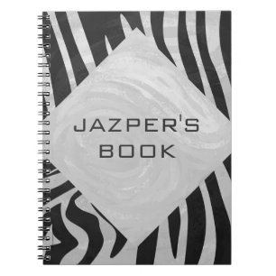 Zebra Black and Light Gray Monogram Notizblock