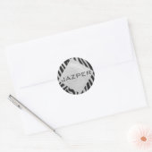 Zebra Black and Light Gray Monogram Runder Aufkleber (Umschlag)