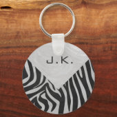 Zebra Black and Light Gray Monogram Schlüsselanhänger (Vorderseite)