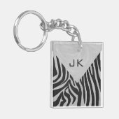 Zebra Black and Light Gray Monogram Schlüsselanhänger (Vorderseite links)