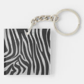 Zebra Black and Light Gray Monogram Schlüsselanhänger (Rückseite)