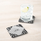 Zebra Black and Light Gray Monogram Untersetzer (Rechte Seite)