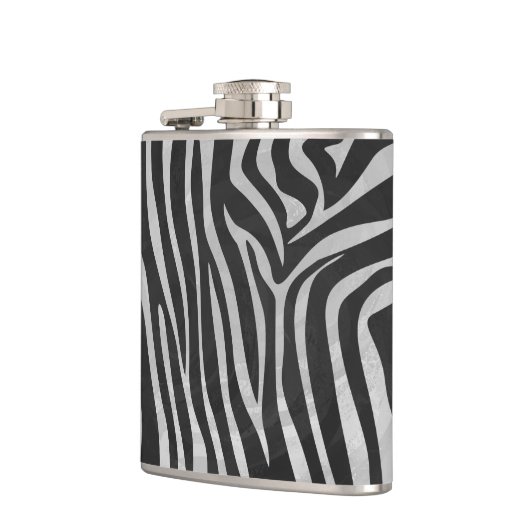Zebra Black and Light Gray Print Flachmann (Links)