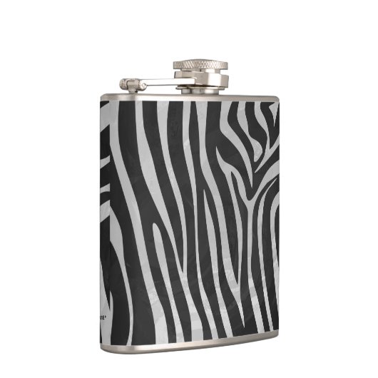 Zebra Black and Light Gray Print Flachmann (Rechts)