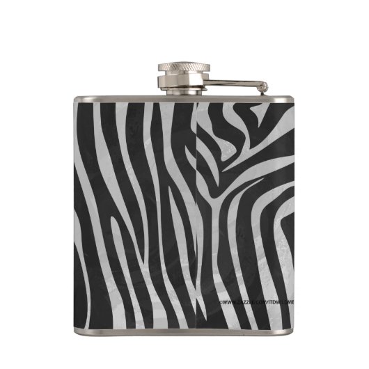 Zebra Black and Light Gray Print Flachmann (Rückseite)