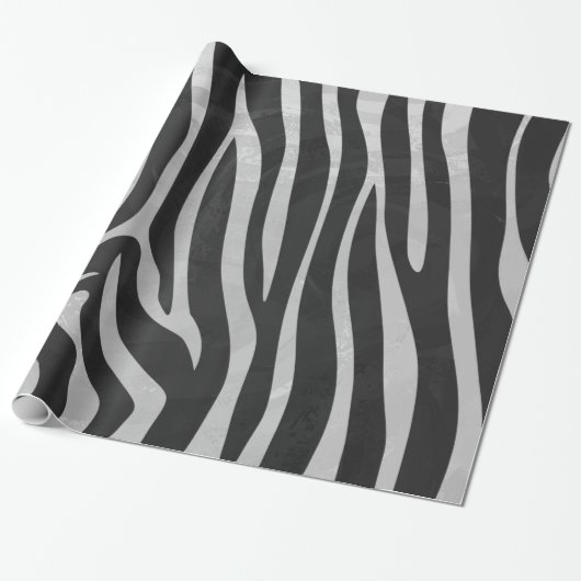 Zebra Black and Light Gray Print Geschenkpapier (Ungerollt)