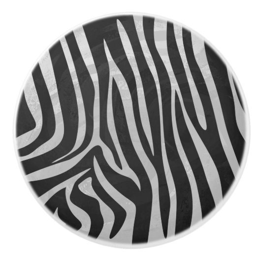 Zebra Black and Light Gray Print Keramikknauf (Vorderseite)