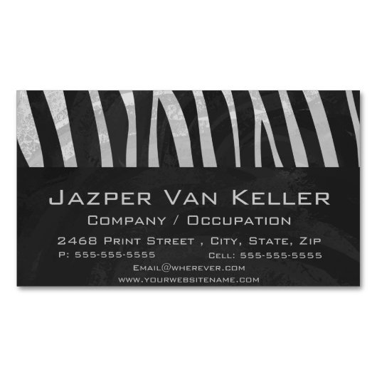 Zebra Black and Light Gray Print Magnetische Visitenkarte (Vorderseite)