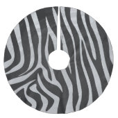 Zebra Black and Light Gray Print Polyester Weihnachtsbaumdecke (Vorderseite)