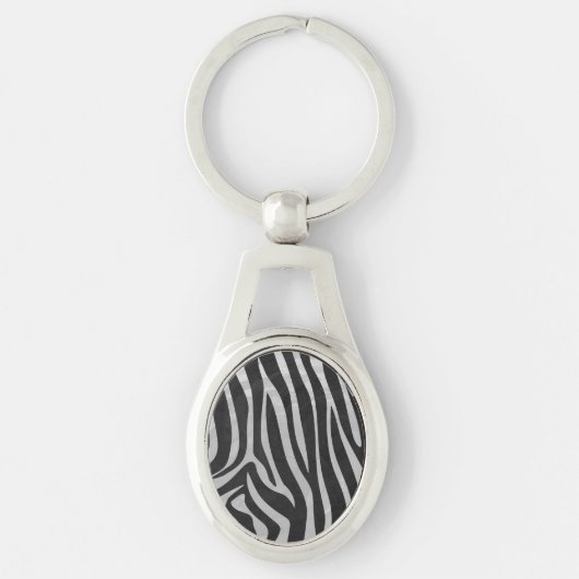 Zebra Black and Light Gray Print Schlüsselanhänger (Vorderseite)