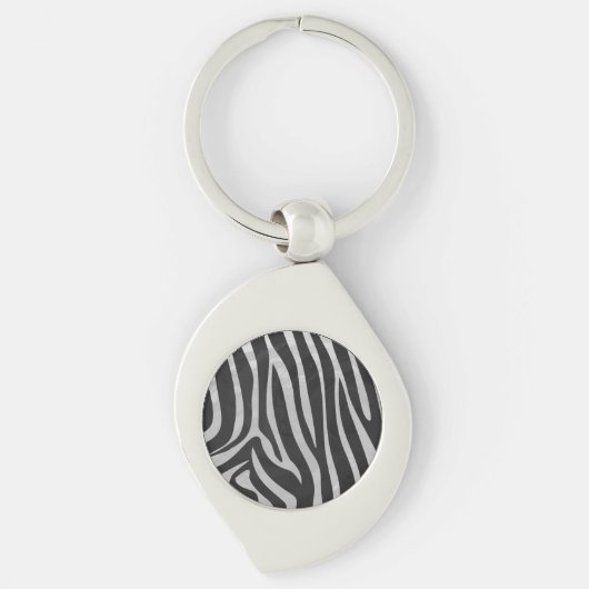 Zebra Black and Light Gray Print Schlüsselanhänger (Vorderseite)