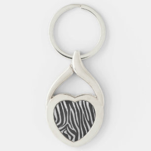 Zebra Black and Light Gray Print Schlüsselanhänger