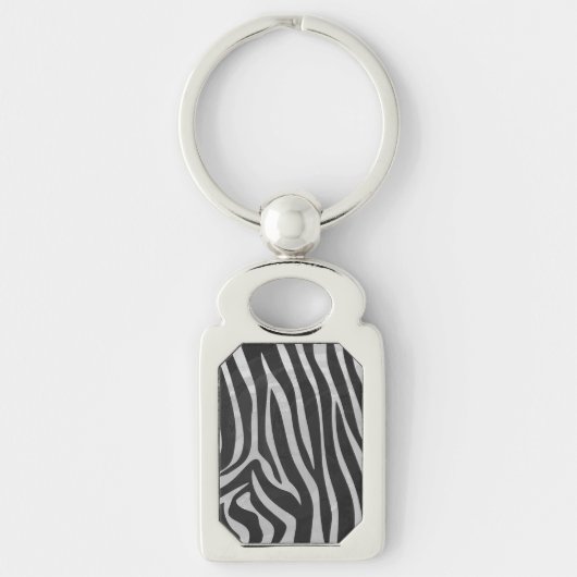 Zebra Black and Light Gray Print Schlüsselanhänger (Vorderseite)