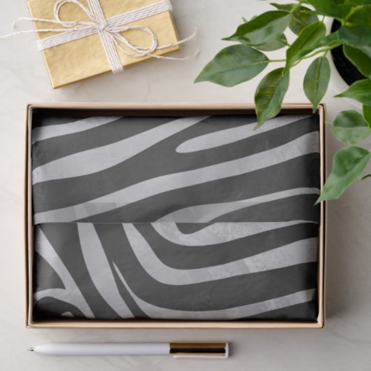 Zebra Black and Light Gray Print Seidenpapier (Geschenk)