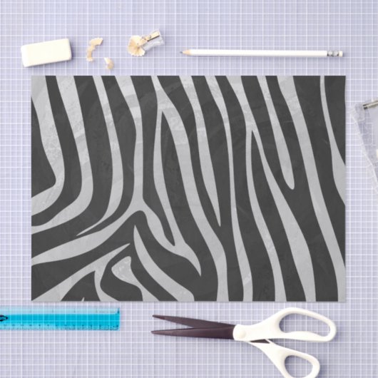 Zebra Black and Light Gray Print Seidenpapier (Handwerk)