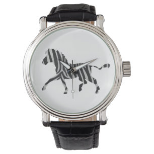 Zebra Black and Light Gray Silhouette Armbanduhr