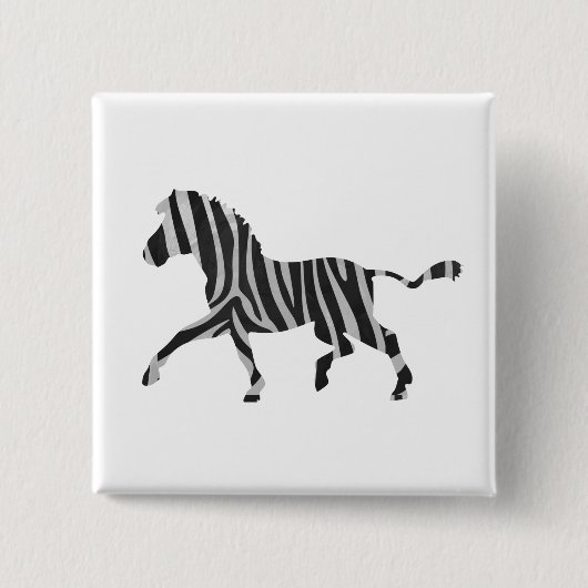 Zebra Black and Light Gray Silhouette Button (Vorderseite)