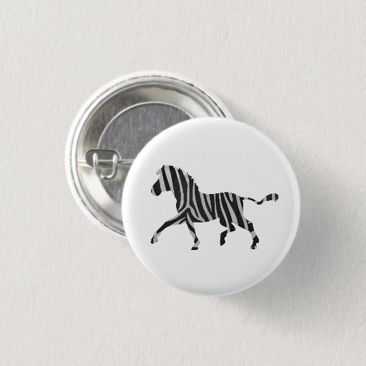 Zebra Black and Light Gray Silhouette Button (Vorne & Hinten)