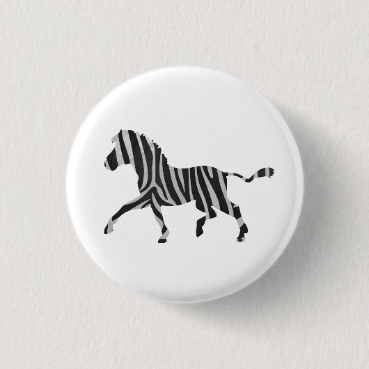 Zebra Black and Light Gray Silhouette Button (Vorderseite)