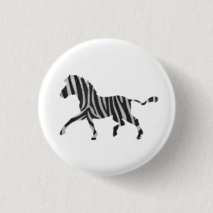 Zebra Black and Light Gray Silhouette Button