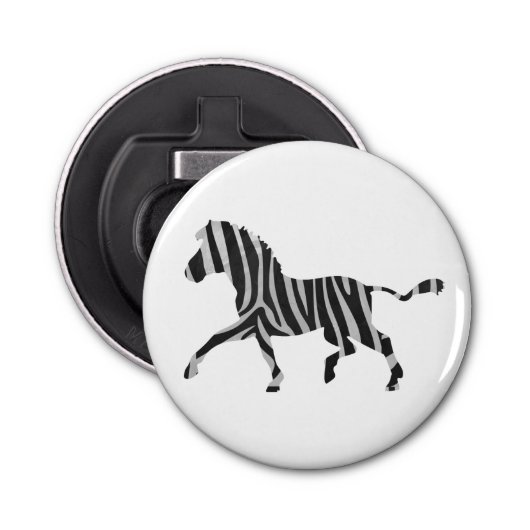 Zebra Black and Light Gray Silhouette Flaschenöffner (Vorderseite)