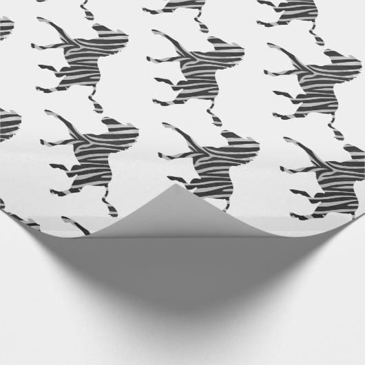 Zebra Black and Light Gray Silhouette Geschenkpapier (Ecke)