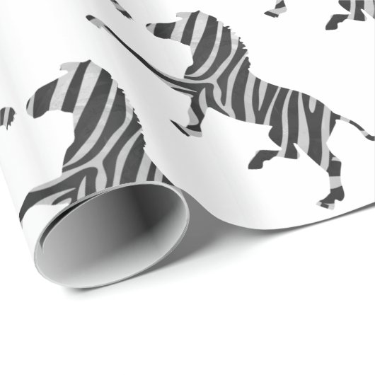 Zebra Black and Light Gray Silhouette Geschenkpapier (Rolleneckpunkt)