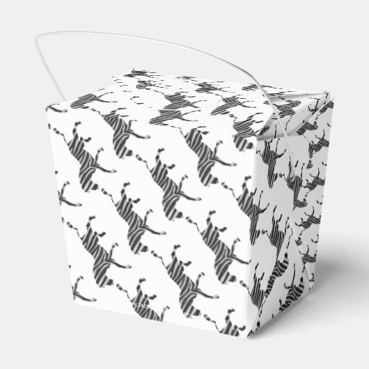 Zebra Black and Light Gray Silhouette Geschenkschachtel (Rückseite)