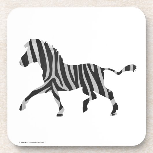 Zebra Black and Light Gray Silhouette Getränkeuntersetzer (Vorderseite)