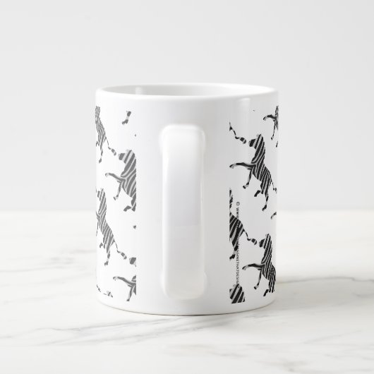 Zebra Black and Light Gray Silhouette Jumbo-Tasse (Rückseite)