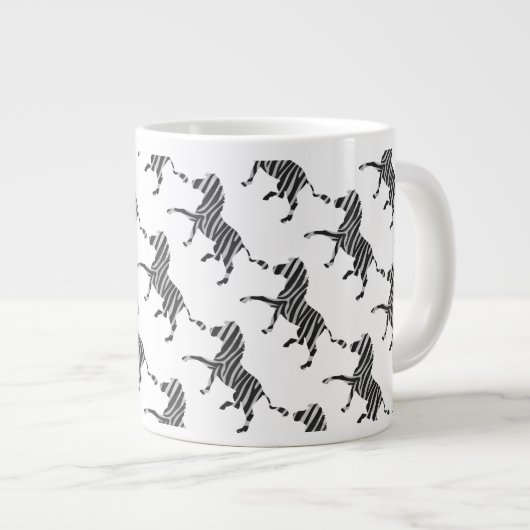Zebra Black and Light Gray Silhouette Jumbo-Tasse (Vorderseite Rechts)