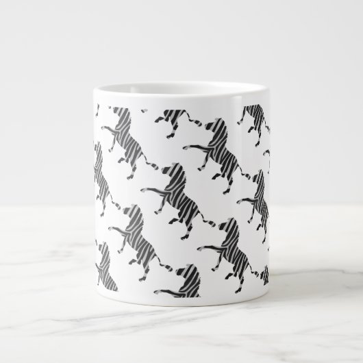 Zebra Black and Light Gray Silhouette Jumbo-Tasse (Vorderseite)