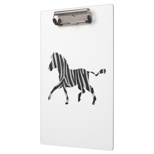 Zebra Black and Light Gray Silhouette Klemmbrett (Links)