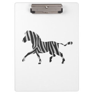 Zebra Black and Light Gray Silhouette Klemmbrett