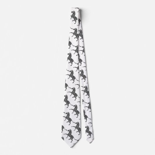 Zebra Black and Light Gray Silhouette Krawatte (Vorderseite)