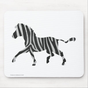 Zebra Black and Light Gray Silhouette Mousepad