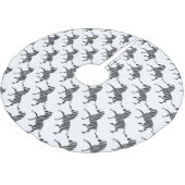 Zebra Black and Light Gray Silhouette Polyester Weihnachtsbaumdecke (Schrägansicht)