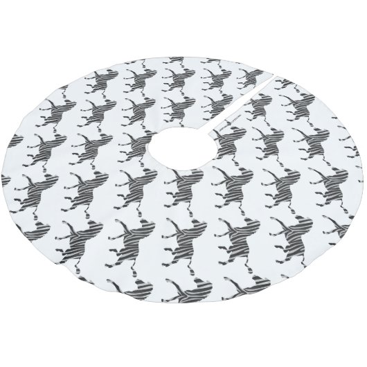 Zebra Black and Light Gray Silhouette Polyester Weihnachtsbaumdecke (Schrägansicht)
