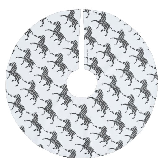 Zebra Black and Light Gray Silhouette Polyester Weihnachtsbaumdecke (Vorderseite)