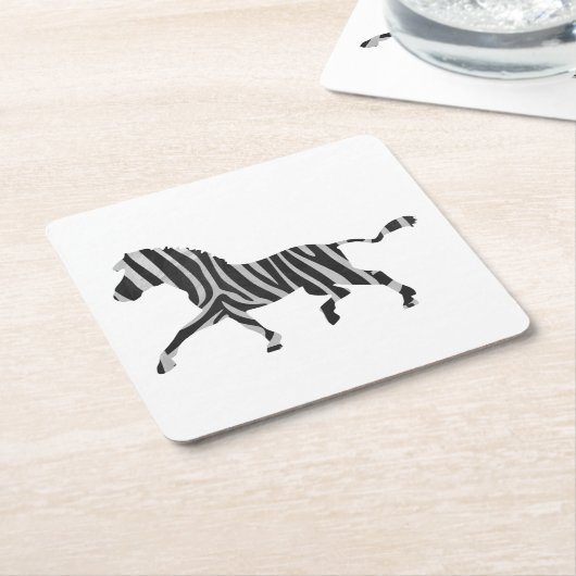 Zebra Black and Light Gray Silhouette Rechteckiger Pappuntersetzer (angewinkelt)