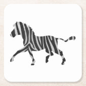Zebra Black and Light Gray Silhouette Rechteckiger Pappuntersetzer (Vorderseite)