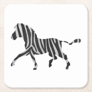 Zebra Black and Light Gray Silhouette Rechteckiger Pappuntersetzer