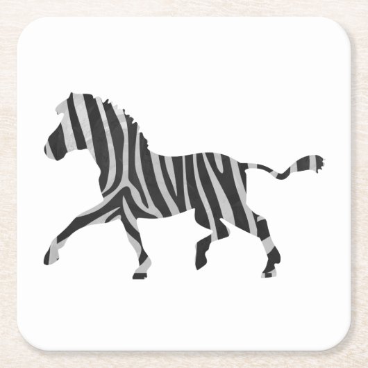 Zebra Black and Light Gray Silhouette Rechteckiger Pappuntersetzer (Vorderseite)